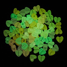 Honeyhandy Luminous Transparent Acrylic Beads, Glow in the Dark, Heart, Mixed Color, 8.5x10.5x6mm, Hole: 3.7mm, about 1800pcs/500g