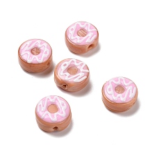 Handmade Lampwork Enamel Beads Strands, Donut, Sandy Brown, 15.5x7~8.5mm, Hole: 1.5mm, about 25pcs/strand