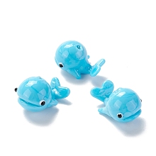 Honeyhandy Handmade Lampwork Beads, Whale Shape, Deep Sky Blue, 23x15x14mm, Hole: 1mm