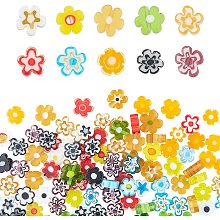 SUPERFINDINGS About 120Pcs 10 Colors 0.25x0.13Inch Flower Handmade Millefiori Glass Beads Lampwork Glass Beads Loose Spacer Beads with 1mm Hole for DIY Craft Jewelry Making Supplies