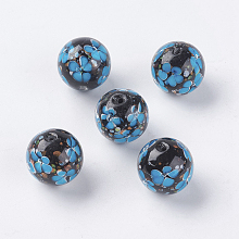 Honeyhandy Handmade Lampwork Beads, Inner Flower, Round, Deep Sky Blue, 20mm, Hole: 2mm