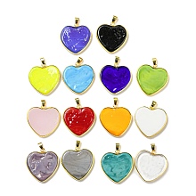 Honeyhandy Handmade Lampwork Pendants, with Brass Findings, Long-Lasting Plated, Lead Free & Cadmium Free, Heart Charms, Mixed Color, 31~32x31~31.5x5mm, Hole: 6.5x4mm