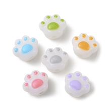 Honeyhandy Opaque Acrylic Beads, Cat Paw, Mixed Color, 16x19x13mm, Hole: 3mm, about 214pcs/500g