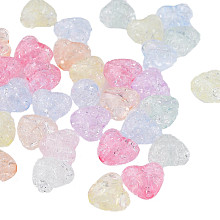 Honeyhandy Transparent Crackle Acrylic Beads, Heart, Mixed Color, 9.5x10.5x6.5mm, Hole: 1.8mm, about 1190pcs/500g