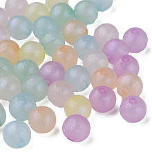 Transparent Acrylic Beads, Glitter Beads, Round, Mixed Color, 8x7mm, Hole: 1.8mm, about 1920pcs/500g