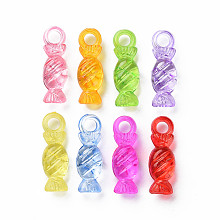 Honeyhandy Transparent Acrylic Pendants, Candy, Mixed Color, 21x7x5.5mm, Hole: 3mm, about 1220pcs/500g