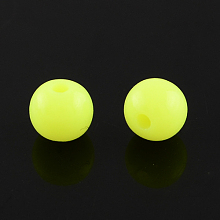 Honeyhandy Fluorescence Chunky Acrylic Beads, Round, Yellow, 20mm, Hole: 2~3mm, about 105pcs/500g