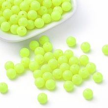 Honeyhandy Fluorescent Acrylic Beads, Round, Yellow, 8mm, Hole: 1.5mm, about 1700pcs/500g