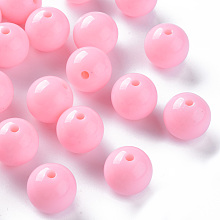 Honeyhandy Opaque Acrylic Beads, Round, Pearl Pink, 16x15mm, Hole: 2.8mm, about 220pcs/500g