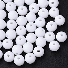 Honeyhandy Opaque Acrylic Beads, Round, White, 8x7mm, Hole: 2mm, about 1745pcs/500g