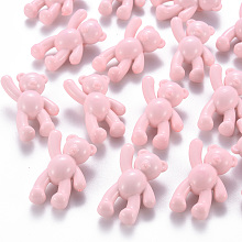 Honeyhandy Opaque Acrylic Pendants, Bear, Pink, 37x28x13mm, Hole: 2.5mm, about 133pcs/500g