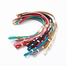 Honeyhandy Braided Nylon Cord Bracelet Making, with Brass Findings, Mixed Color, 9-1/2 inch(24cm), Link: 30x4mm