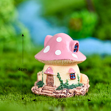 Honeyhandy Resin Miniature Mini Mushroom House, Home Micro Landscape Decorations, for Fairy Garden Dollhouse Accessories Pretending Prop Decorations, Pink, 40x40mm