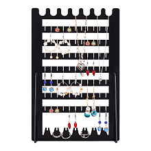 FINGERINSPIRE 9-Tier Opaque Acrylic Jewelry Display Organizer Holder, Jewelry Tree for Earring , Necklaces Showing, Rectangle, Black, Finish Product: 5x20x30cm, about 3pcs/set