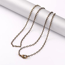 Honeyhandy Brass Cable Chain Necklaces, with Lobster Claw Clasps, Antique Bronze, 17.1 inch(45.3cm), 2mm