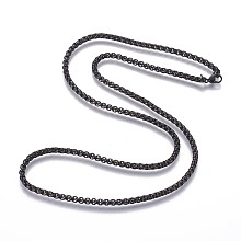 Honeyhandy 304 Stainless Steel Box Chain Necklaces, with Lobster Claw Clasp, Gunmetal, 23.62 inch(60cm), 3.5mm