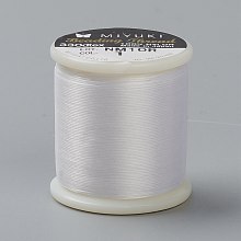 Honeyhandy MIYUKI Beading Nylon Thread B, 330 DTEX/0.203mm/0.008", for Seed Beads, #1, Ghost White, 0.16mm, 55 yards(50 meters)/roll