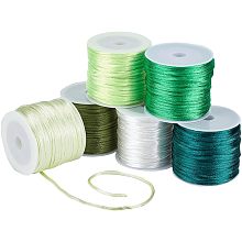 PandaHall Elite 180 Yards Green Nylon String 1mm Rattail Satin Cord Bracelet String Thread for Macrame Kumihimo Friendship Bracelet Necklace Chinese Knot Dream Catchers Braid Hair 6 Color