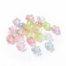 Honeyhandy Transparent Acrylic Beads Caps, 5-Petal Flower, AB Color, Mixed Color, 10.5x10.5x4mm, Hole: 1.6mm, about 4166pcs/500g