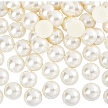 FINGERINSPIRE 60 Pcs 25mm Half Pearls Bead Beige Flat Back Pearl Extral Large Cabochon with Container Large Half Round Pearl Loose Beads Gems for Shoes Wedding Dress Phone DIY Crafts Making