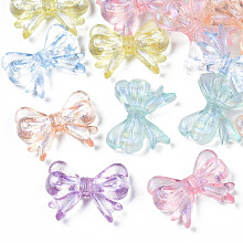 Honeyhandy Transparent Acrylic Beads, Glitter Powder, Bowknot, Mixed Color, 14x18x4.5mm, Hole: 1.6mm, about 930pcs/500g