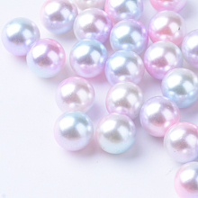 Honeyhandy Rainbow Acrylic Imitation Pearl Beads, Gradient Mermaid Pearl Beads, No Hole, Round, Pink, 6mm, about 5000pcs/500g