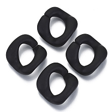 Honeyhandy Opaque Spray Painted Acrylic Linking Rings, Quick Link Connectors, for Curb Chains Making, Frosted, Twist, Black, 31.5x29x8.5mm, Inner Diameter: 17.5x11mm, Side Length: 26.5x27.5mm, about 175pcs/500g