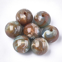 Honeyhandy Acrylic Beads, Imitation Gemstone Style, Round, Saddle Brown, 20x19.5mm, Hole: 3mm, about 105pcs/500g