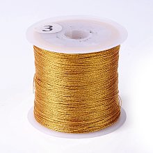 3-Ply Metallic Cord, for Jewelry Making, Round, Goldenrod, 0.2mm, about 109.36 Yards(100m)/Roll