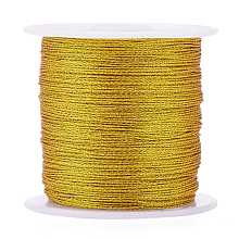 Honeyhandy Polyester Braided Metallic Thread, for DIY Braided Bracelets Making and Embroidery, Gold, 0.4mm, 6-Ply, about 54.68 yards(50m)/roll