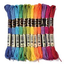 12 Skeins 12 Colors 6-Ply Polyester Embroidery Floss, Cross Stitch Threads, Rainbow Color, Mixed Color, 0.5mm, about 8.75 Yards(8m)/Skein, 12 skeins/set