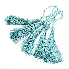 Honeyhandy Polyester Tassel Decorations, Pendant Decorations, Turquoise, 130x6mm, Tassel: 70~90mm