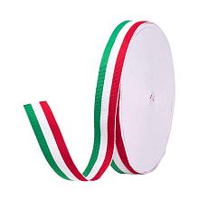 PandaHall Elite 50 Yards 1" Red White and Green Stripes Ribbon Colorful Italian Flag Patriotic Stripe Craft Ribbon for Christmas Holiday New Year Party Decoration