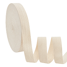 NBEADS 54.68 Yards(50m)/Roll Cotton Tape Ribbons, 30mm Wide Antique White Herringbone Cotton Webbings Flat Cotton Herringbone Cords for Home Decor Wrapping Gifts Knit Sewing DIY Crafts, 0.6mm Thick