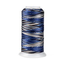 Honeyhandy Segment Dyed Round Polyester Sewing Thread, for Hand & Machine Sewing, Tassel Embroidery, Dark Blue, 12-Ply, 0.8mm, about 300m/roll