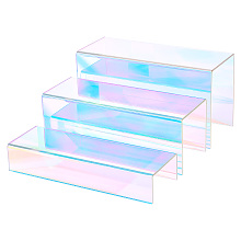 PandaHall Elite 3 Size Rainbow Display Risers, Acrylic Display Stand Large Collectibles Stands Shelf Showcase Fixtures for Jewelry Cosmetics Dessert Cupcake Candy Treat Table Decorations Stand