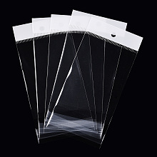 White Header OPP Cellophane Bags, Self Adhesive Sealing Bag with Hanging Hole, Rectangle, Clear, 15x7cm, Hole: 6mm, Unilateral Thickness: 0.045mm, Inner Measure: 9.5x7cm