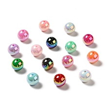 Honeyhandy UV Plating Rainbow Iridescent Acrylic Beads, Round, Mixed Color, 15~15.5x15.5~16mm, Hole: 2.7mm