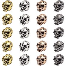 Pandahall Elite About 100 Pieces Tibetan Style Skull Beads Alloy Spacer Bead 11x9mm for Jewelry Making Mixed Colors