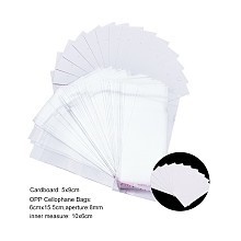 Honeyhandy Cardboard Display Cards, Used for Necklace, Bracelet, Pendant and Barrette, with OPP Cellophane Bags, White, 9x5cm, 15.5x6cm