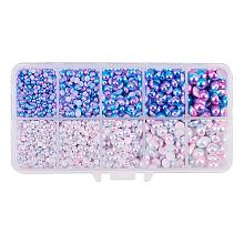 PandaHall Elite About 3000pcs Pink & Blue Acrylic Imitation Pearl Flat Back Cabochon Dome for Craft DIY Phone Nail Making(3mm, 4mm, 5mm, 6mm, 8mm)