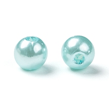 Honeyhandy Imitation Pearl Acrylic Beads, Dyed, Round, Aquamarine, 6x5.5mm, Hole: 1.5~2mm, about 4500pcs/pound