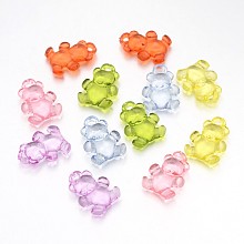 Honeyhandy Transparent Acrylic Pendants, Mixed Color, Dyed, Baby Bear, Size: 15mm wide, 20mm high, hole: about 2.5mm