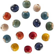 NBEADS 160 Pcs 9mm Diameter Handmade Porcelain Beads, 8 Colors Rondelle Fancy Antique Glazed Ceramic Porcelain Beads with 2.5mm Hole Loose Ball Beads for DIY Jewelry Making Projects