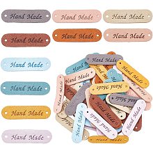 ARRICRAFT 60 Pcs 10 Colors Leather Sewing Labels, Handmade Leather Labels Microfiber Colorful Leather Labels with Holes & Word for Crafts Knitting Sewing Hats Purses Clothing