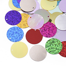 Honeyhandy Ornament Accessories, PVC Plastic Paillette/Sequins Beads, Single Face Laser Bright Flake, Flat Round, Mixed Color, 19.5x0.3mm, Hole: 1.4mm, about 150pcs/bag