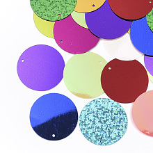 Honeyhandy Ornament Accessories, PVC Plastic Paillette/Sequins Beads, Single Face Laser Bright Flake, Flat Round, Mixed Color, 29x0.4mm, Hole: 1.4mm, about 40pcs/bag