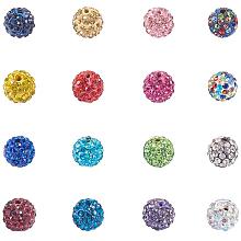 NBEADS 100 Pcs 10mm Pave Czech Crystal Rhinestone Disco Ball Clay Spacer Beads, Mixed Color Round Polymer Clay Charms Beads for Shamballa Jewelry Making