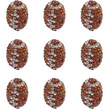 Pandahall Elite About 10 Pcs Oval Clay Pave Disco Ball Czech Crystal Rhinestone Shamballa Charm Spacer Beads for Jewelry Making Deep Red