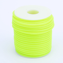 Honeyhandy Hollow Pipe PVC Tubular Synthetic Rubber Cord, Wrapped Around White Plastic Spool, Green Yellow, 4mm, Hole: 2mm, about 16.4 yards(15m)/roll